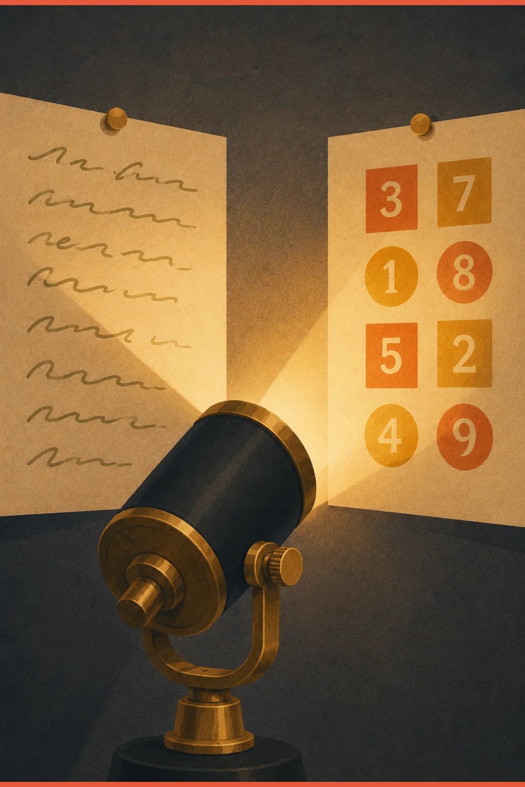 Spotlight caught mid-pivot between two different kinds of information, the re-aiming of attention that carries the ADHD surcharge