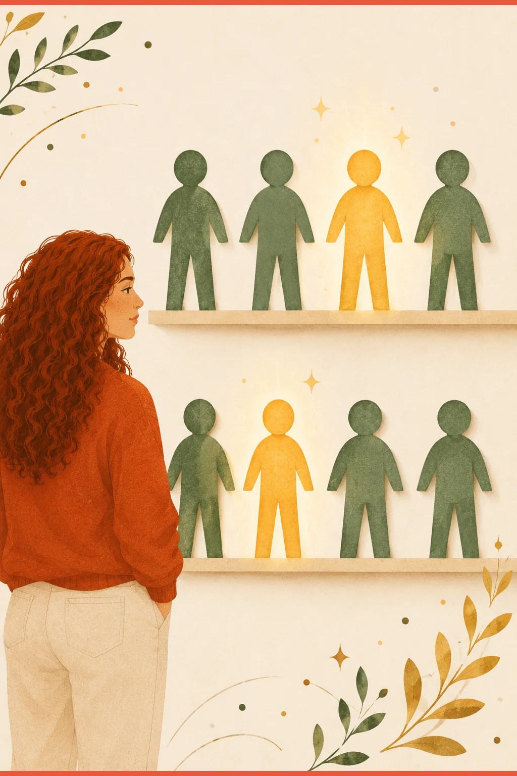 Paper-cut figures with one in four glowing in both directions, the honest co-occurrence numbers for ADHD and autism