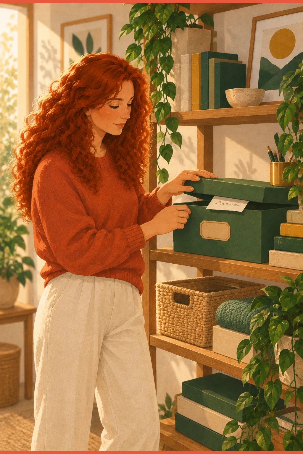 Hands closing a labelled hobby box with a note tucked under the lid, parking a project properly instead of abandoning it