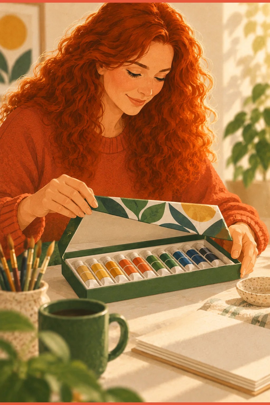 Close-up of hands opening a brand-new paint set, the vivid first days of an ADHD hobby