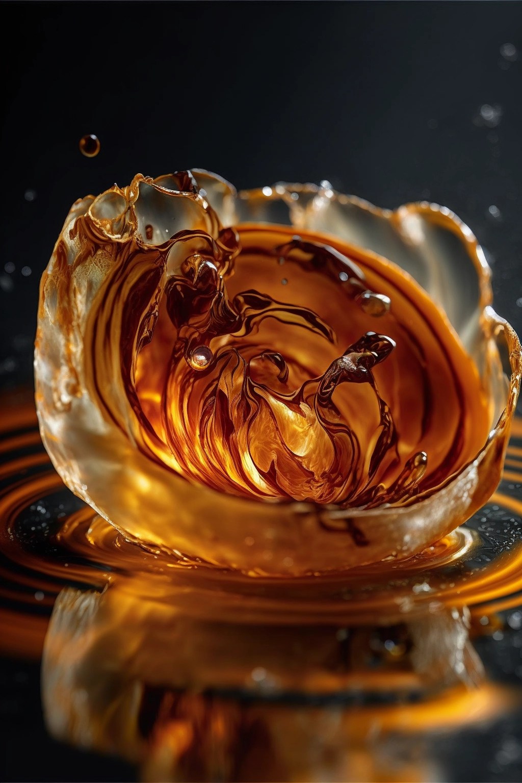 Macro photography created by AI of onion caramelization process Macro photography created by AI of onion caramelization process