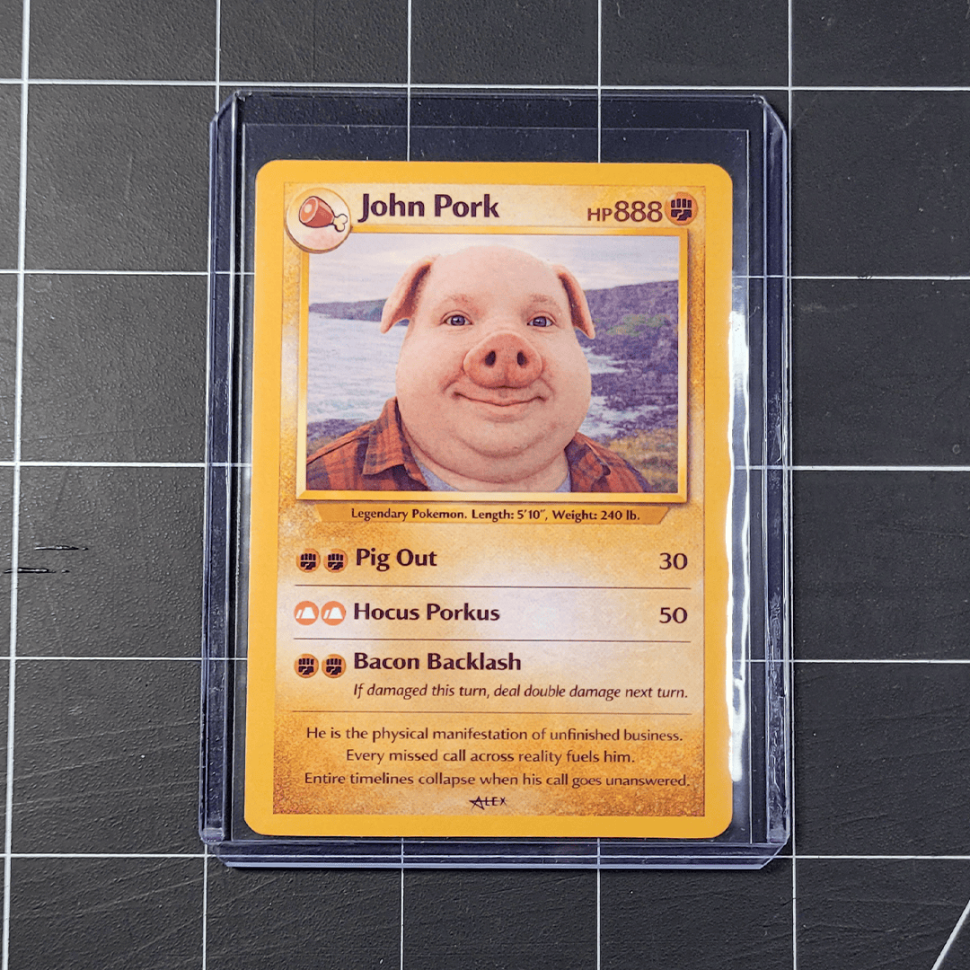 John Pork Custom Pokémon Style Parody Reprint Card