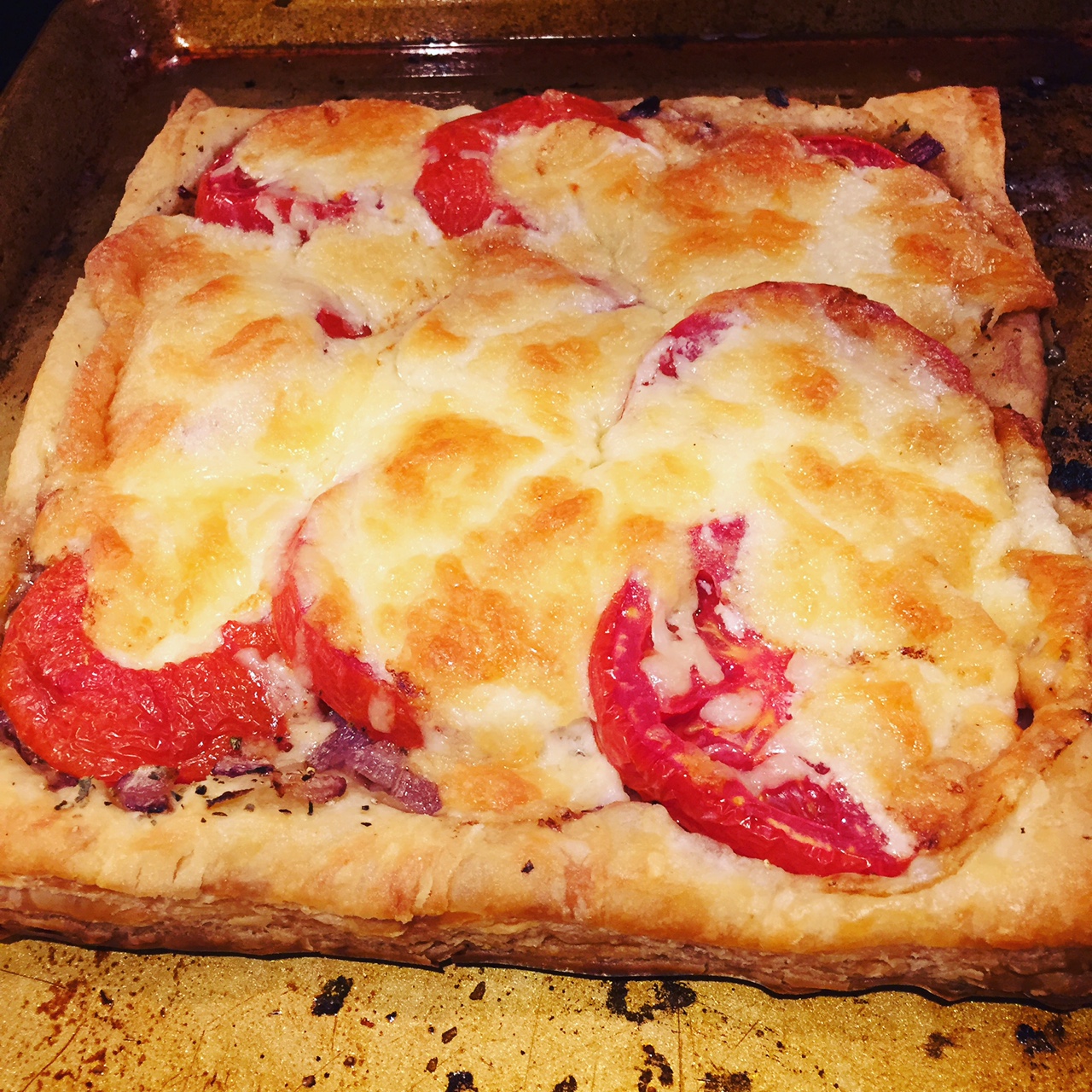 tomato pie on puff pastry