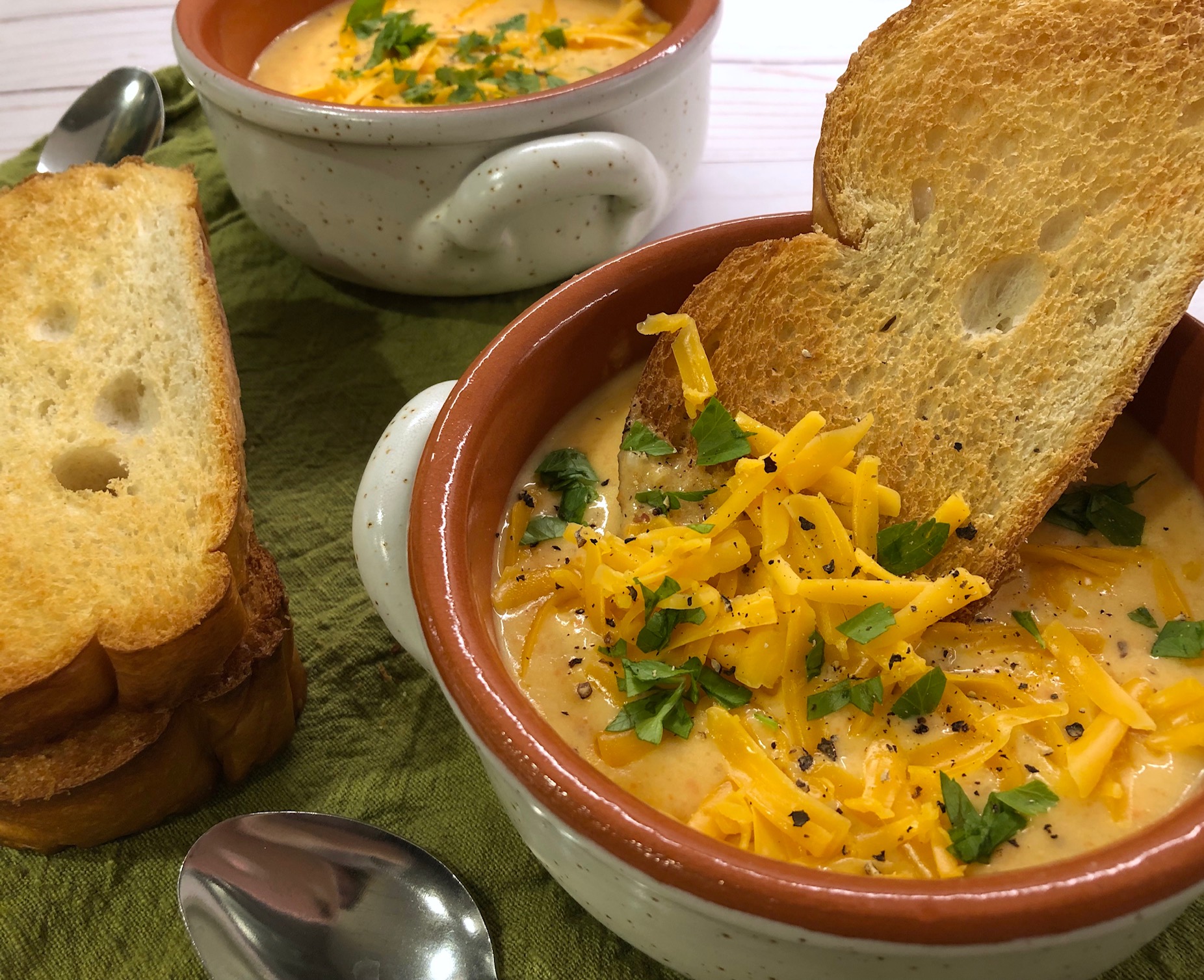 Beer cheese soup with Newcastle Brown Ale