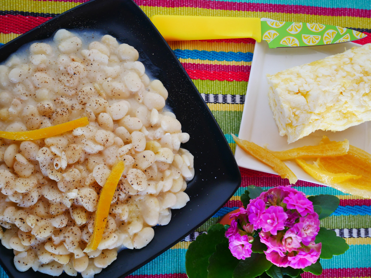 Preserved lemon compound butter in lima beans