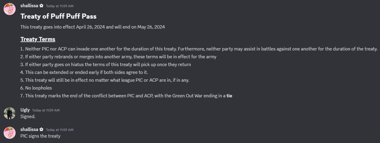 The Green Out Meme War treaty