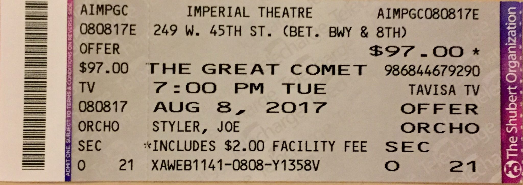 Great Comet ticket
