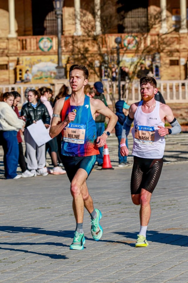 Alex Milne and Dan Nash at the 2026 Seville Marathon