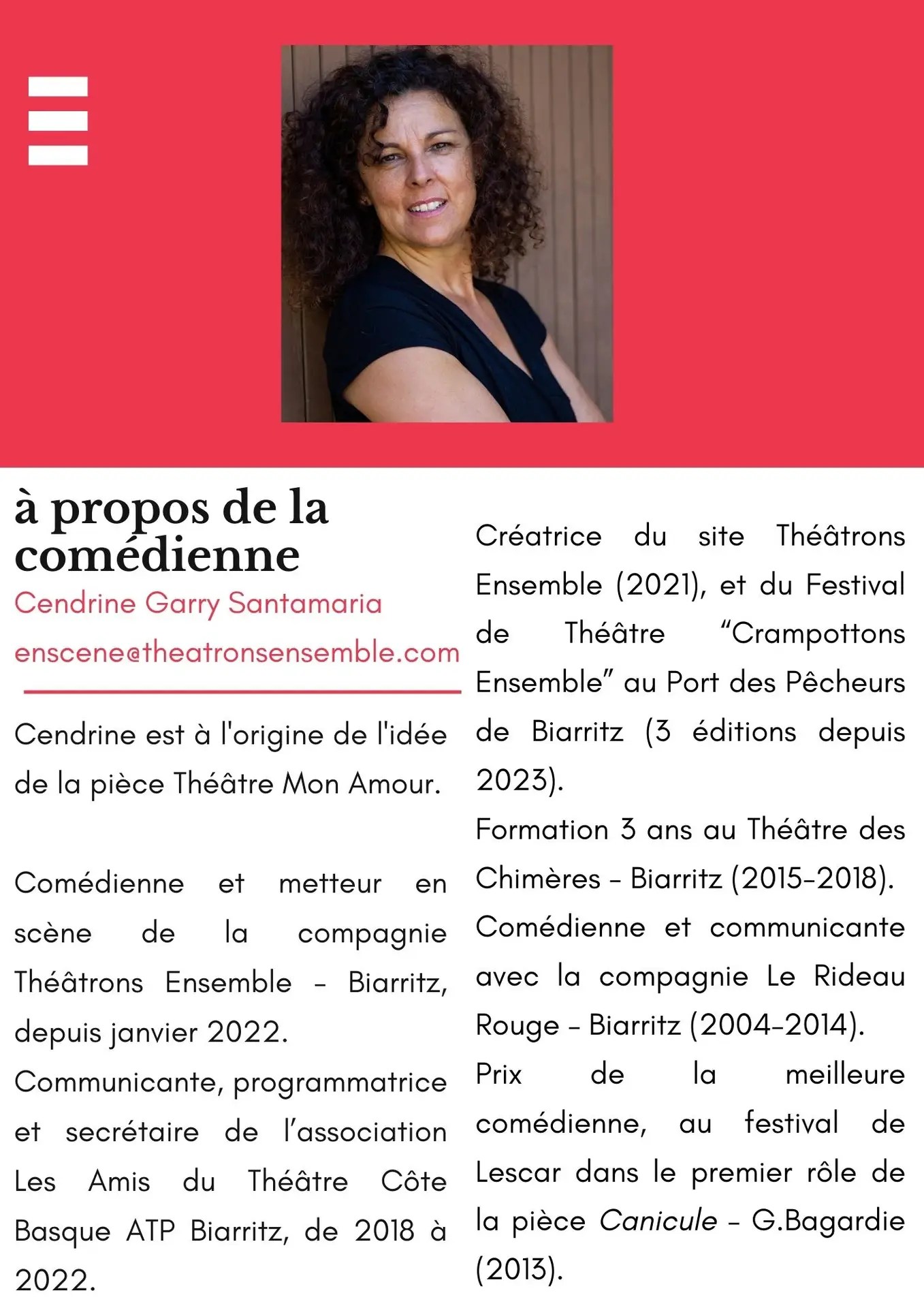 Cendrine Garry Santamaria Théâtre Mon Amour Dossier de presse