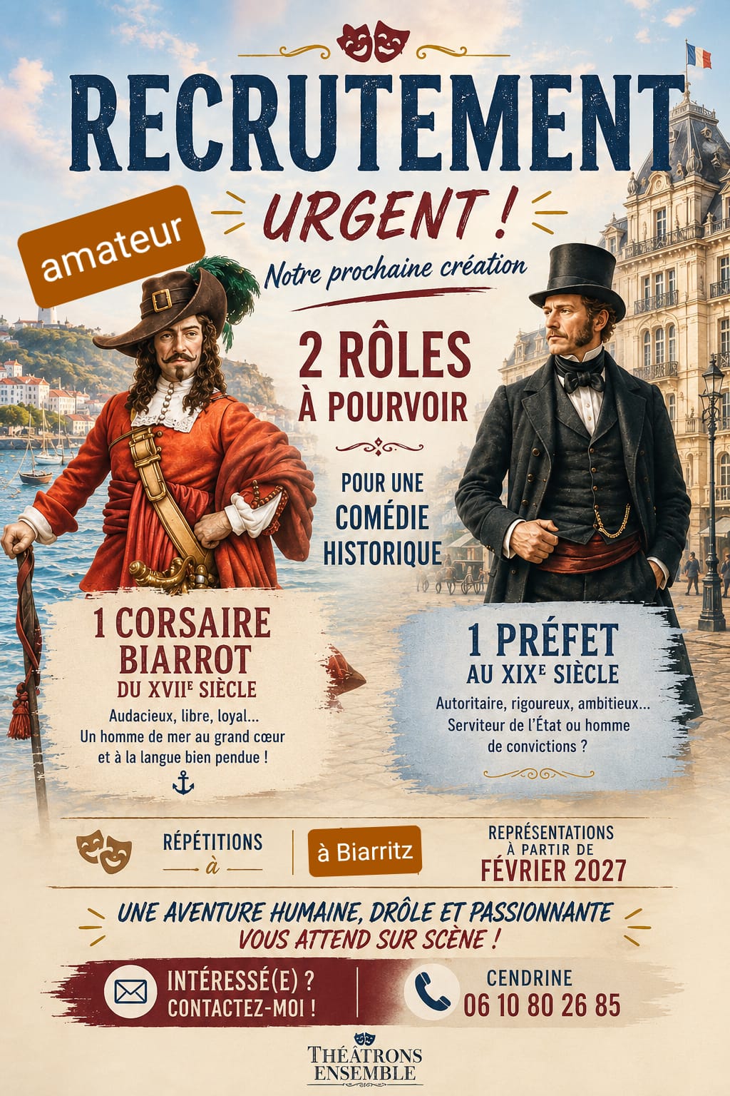 You are currently viewing Recherche 1 comédien (40 à 70 ans) amateur, Biarritz