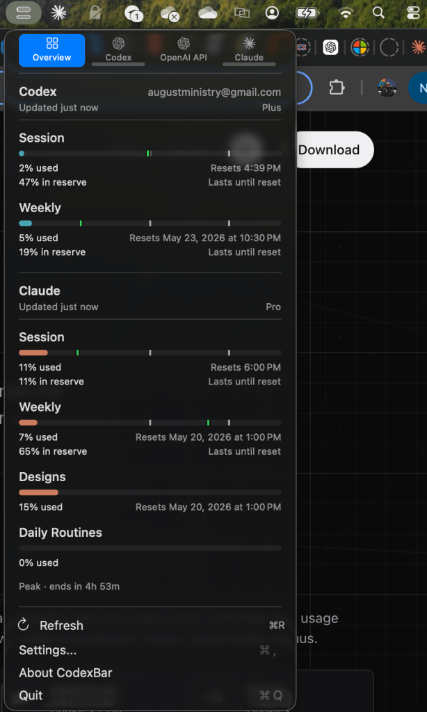 Codexbar on my Mac