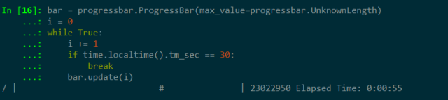 python unknown progress bar length