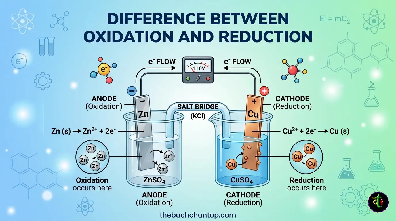 Difference Between Oxidation and Reduction | Definition, Examples & Explanation (Class 9–10 Science)