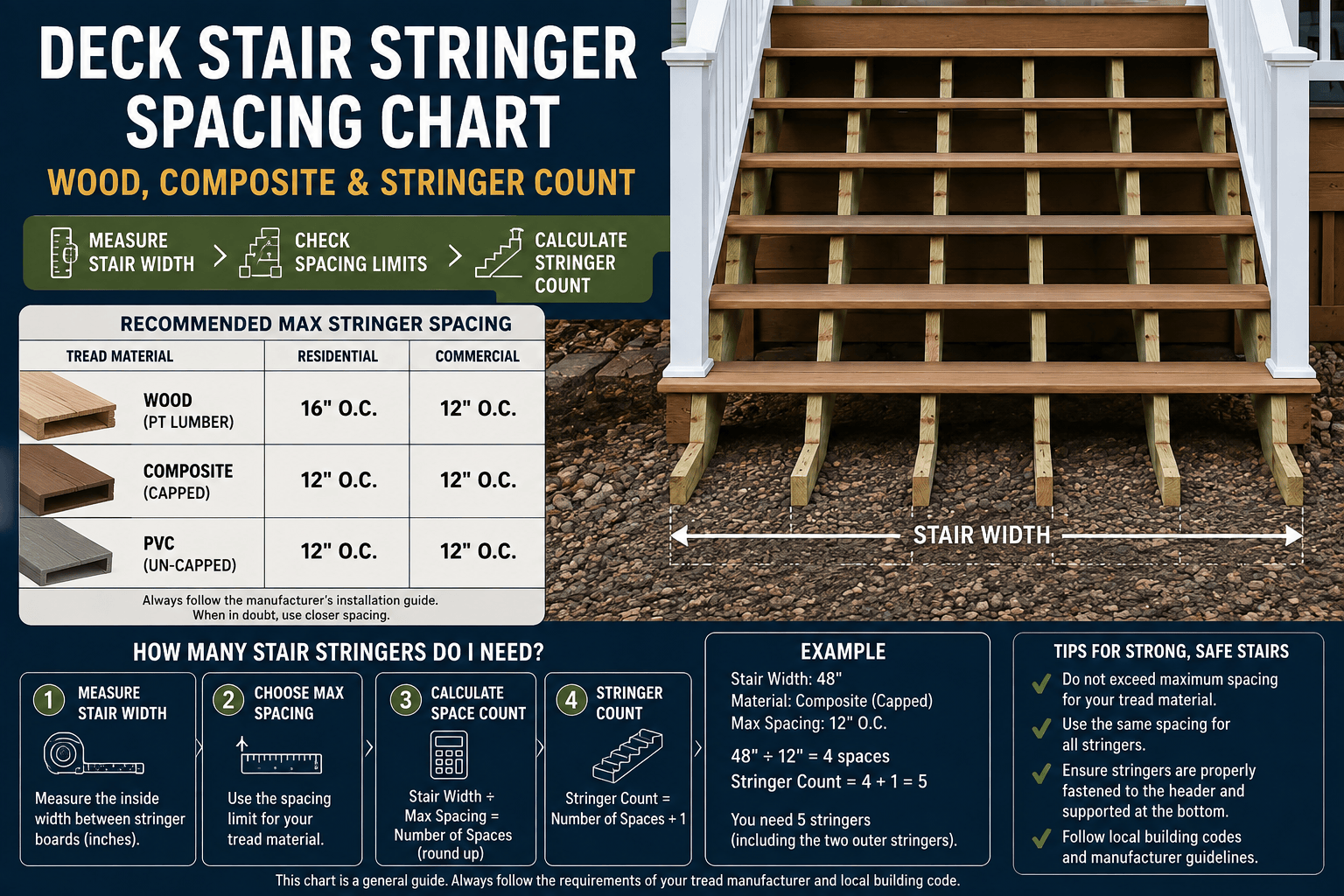 Deck Stair Stringer Spacing Chart