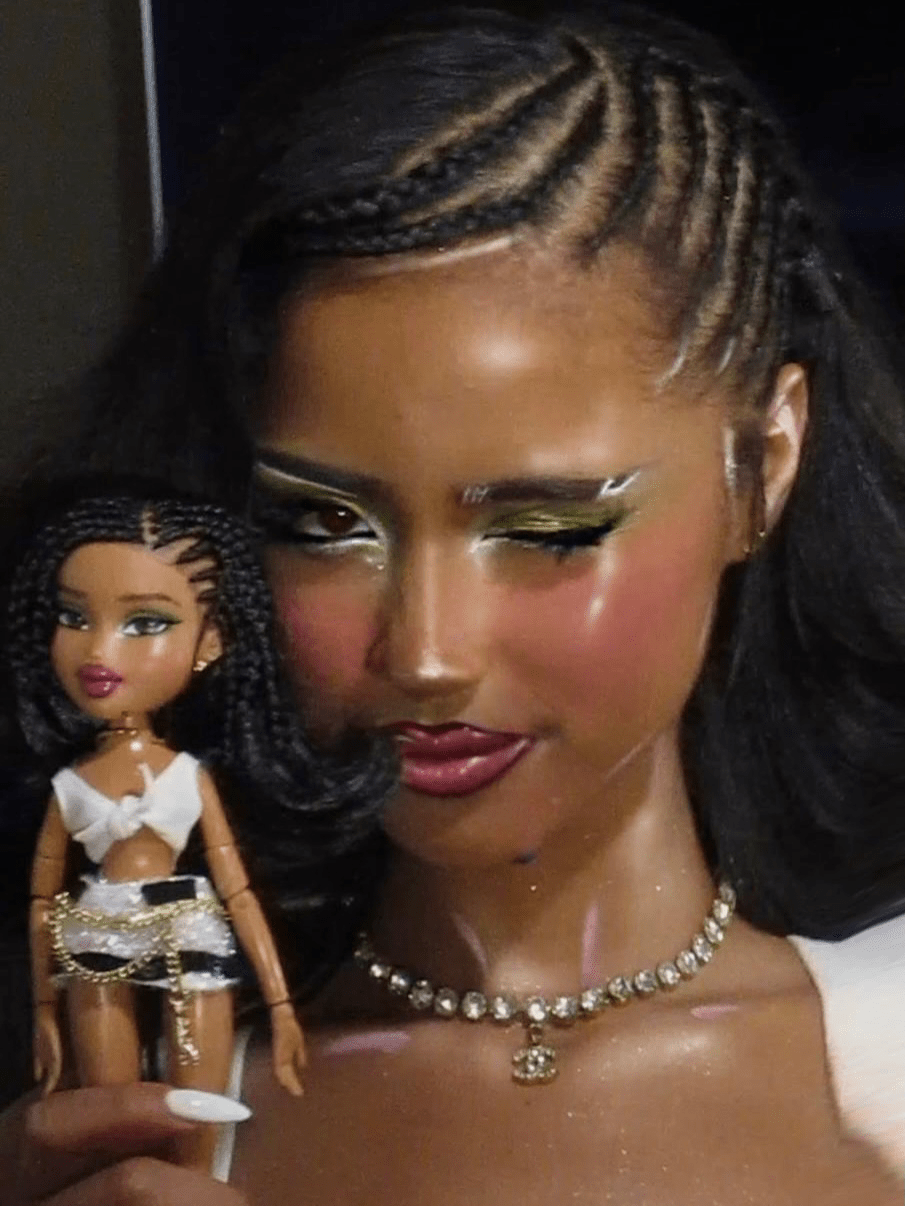 Tyla Bratz doll wearing a recreation of the sand-inspired Balmain gown from the 2024 Met Gala