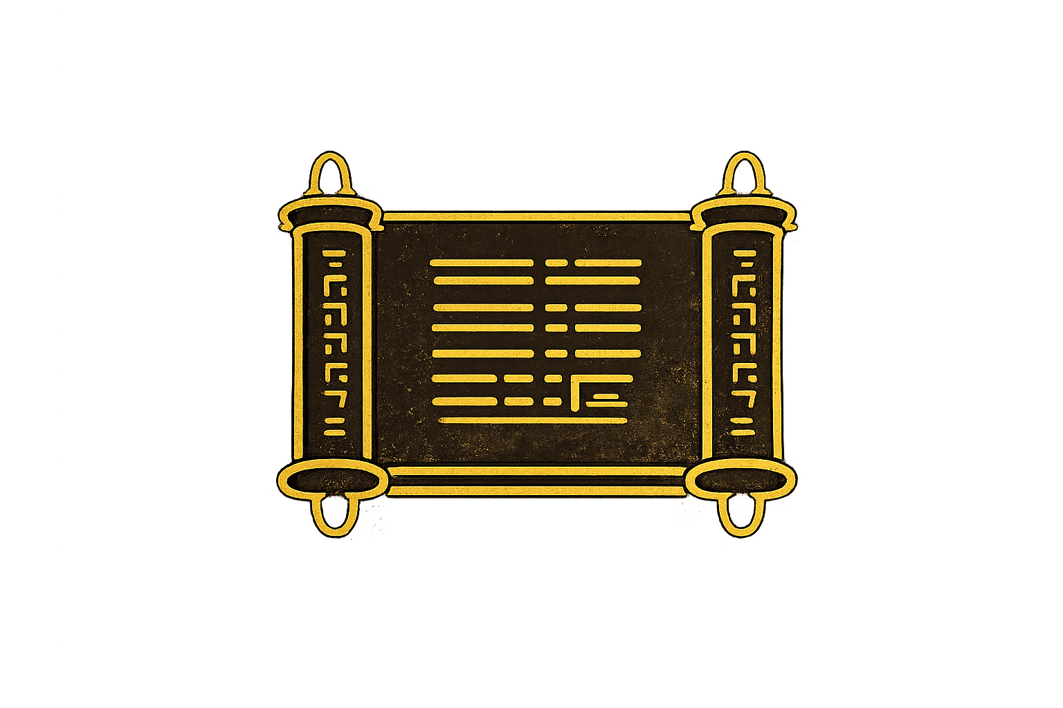 Ancient scroll overlayed in gold outline filled with black