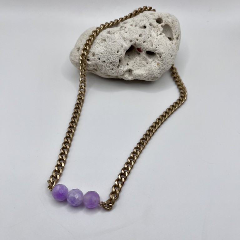 Purple Quartz Gold Necklace
