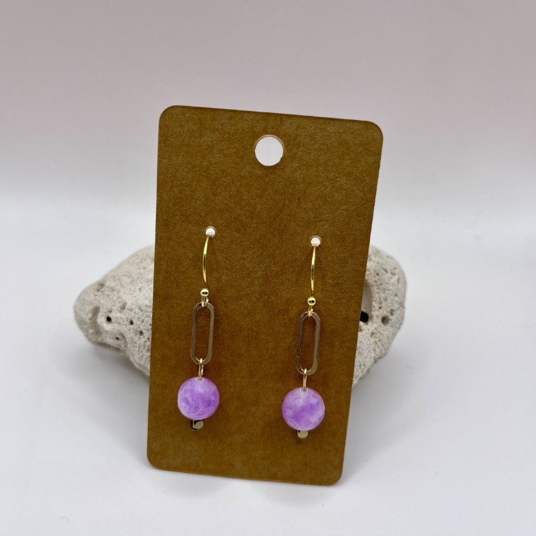 Purple Quartz Gold Earrings
