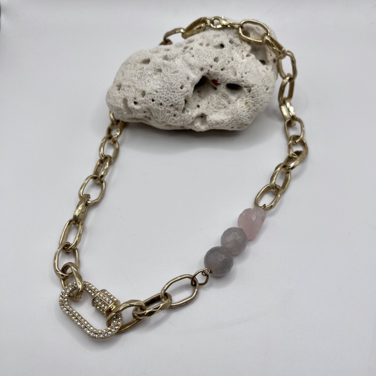 Gray Agate Gold Necklace