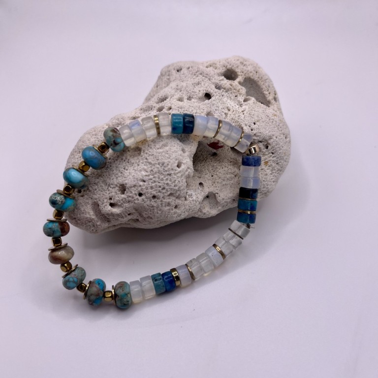 Imperial Jasper with Opalite & Hematite Bracelet