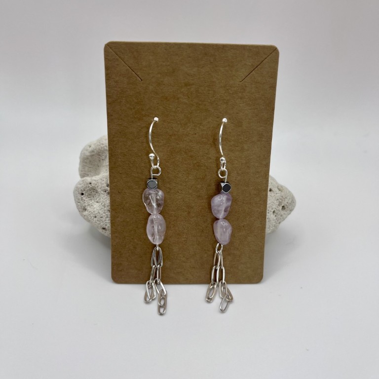 Purple Dolomite Silver Earrings