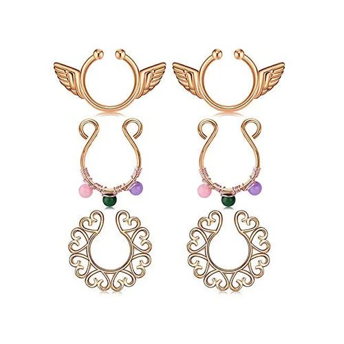 Fake Nipple Rings Adjustable Clip On Nipple Rings Non-Piercing Nipple Jewelry