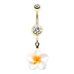 Golden Plumeria Belly Ring