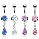 Tear Drop Dangle Charm Belly Ring