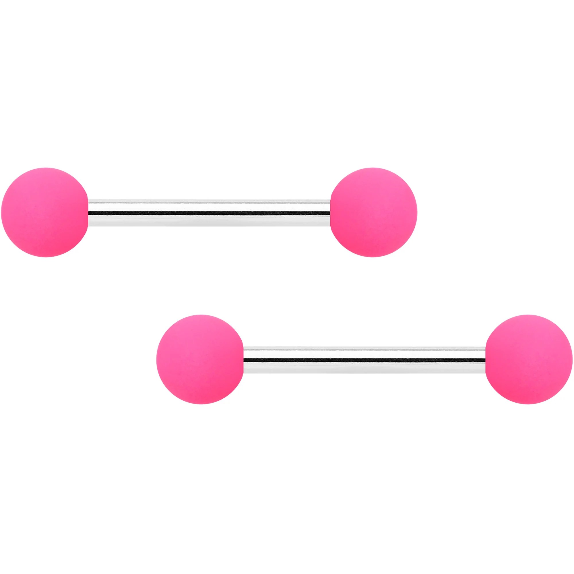 14 Gauge Pink Matte Barbell Nipple Ring Set