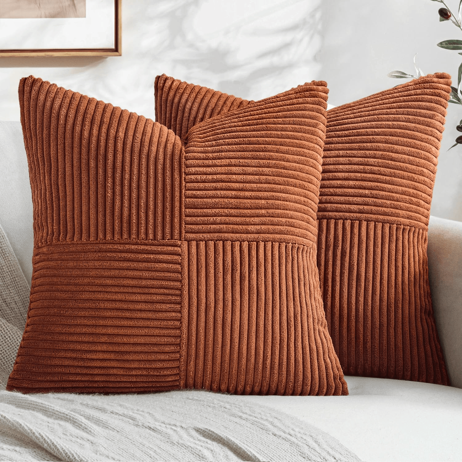 Rust-colored boho throw pillow for cozy Fall decor