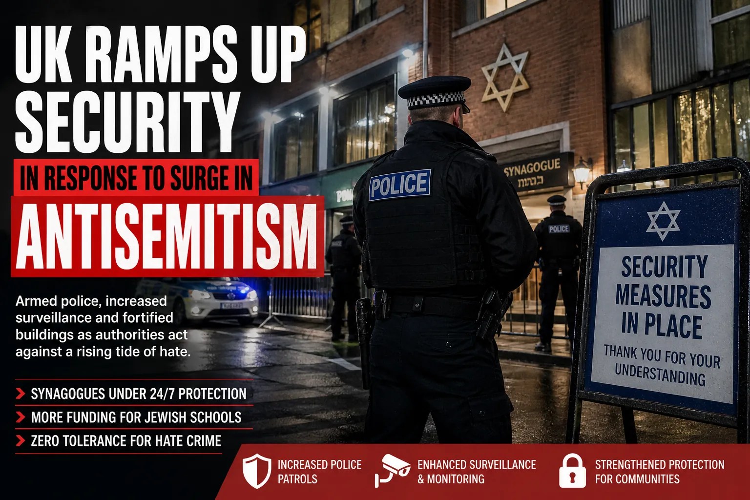 Featured image for UK Ramps Up Security in Response to Surge in AntisemitismUK Ramps Up Security in Response to Surge in Anti