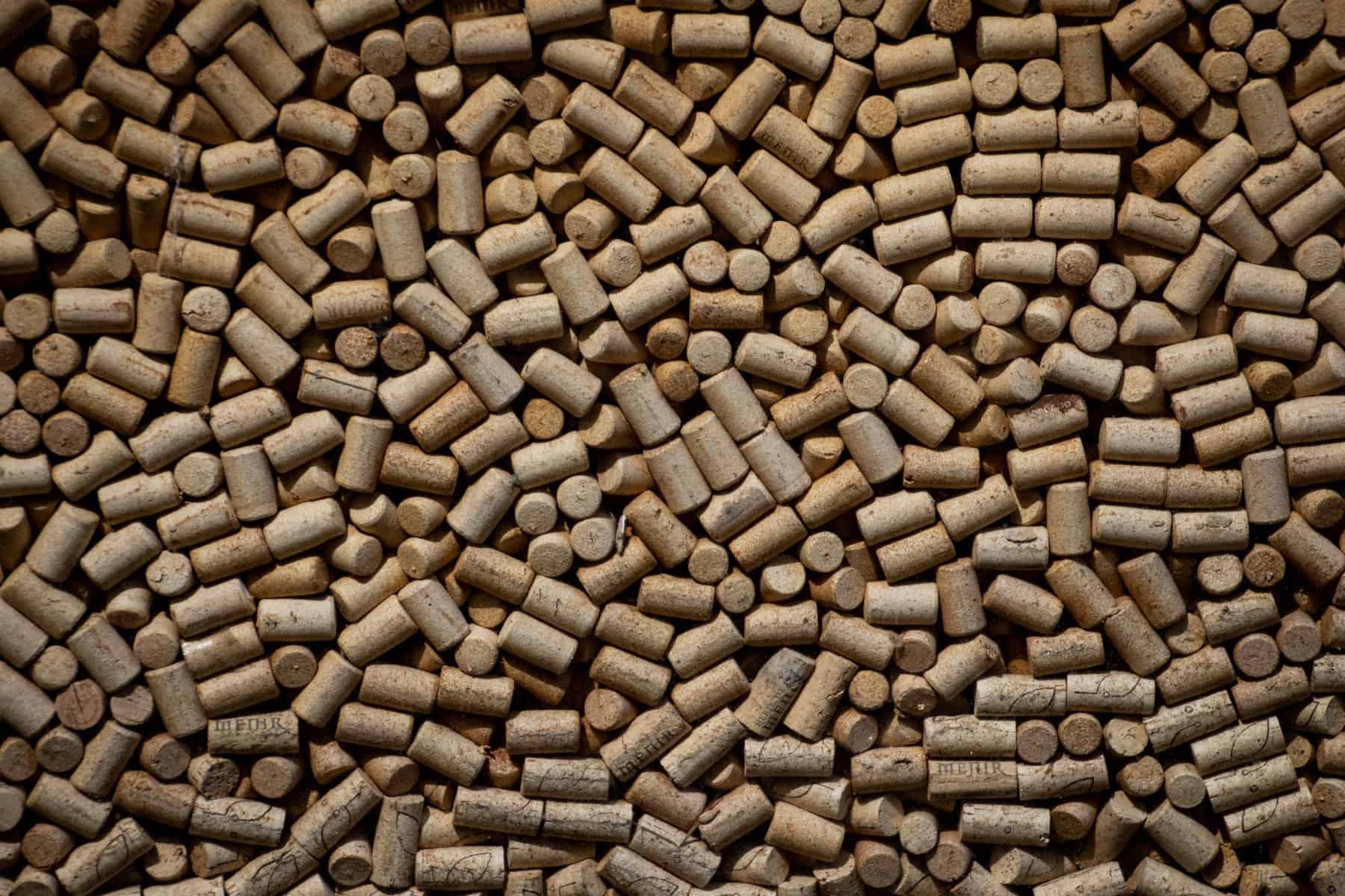 Photo of hundreds of wine corks which do not compost easily
