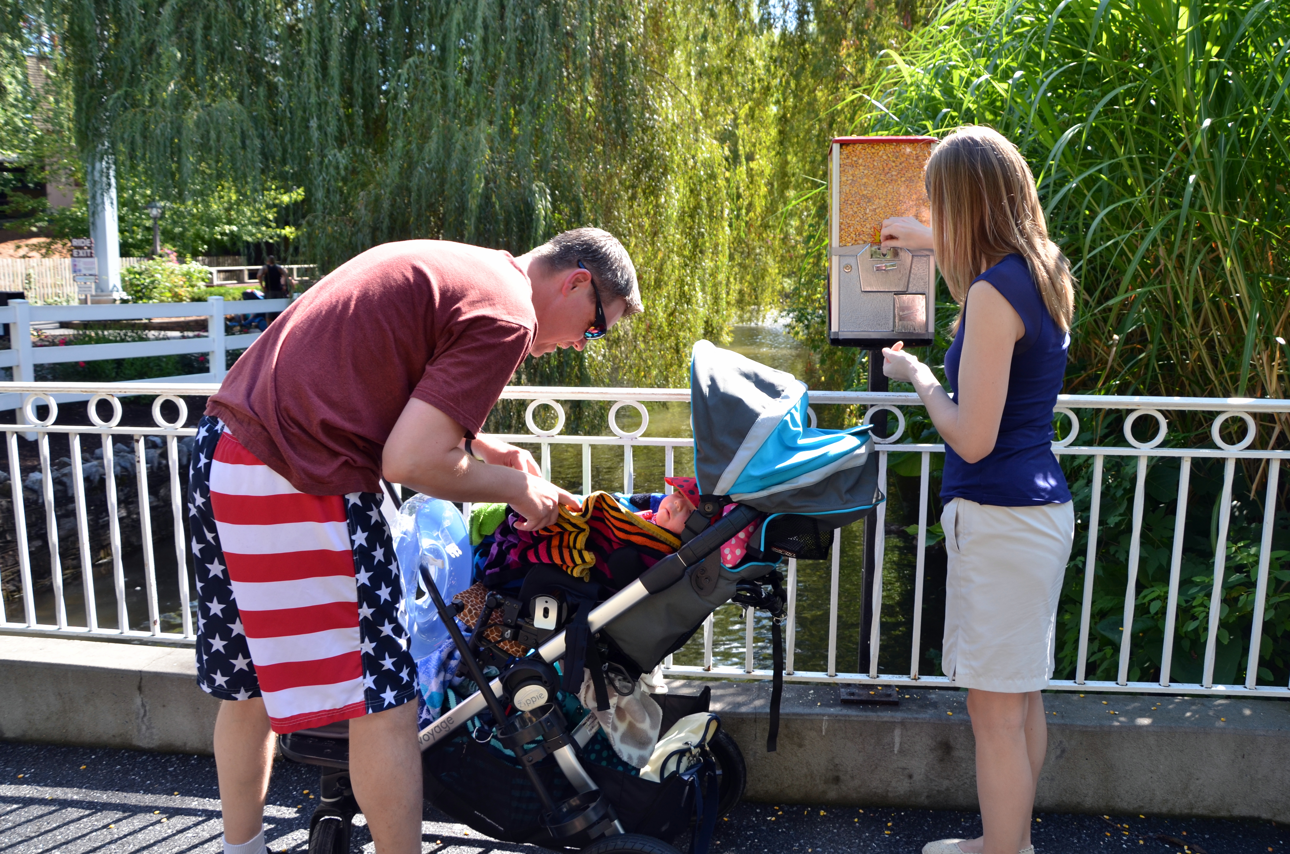 Aunt Kelly getting the duck food...