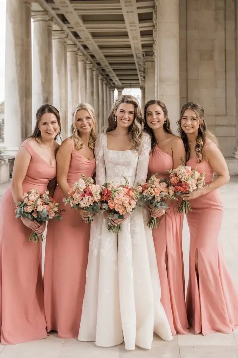 Peach fuzz wedding / Miabelle Bridesmaids