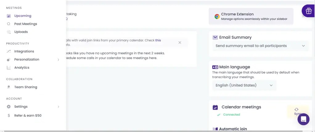 MeetGeek user interface