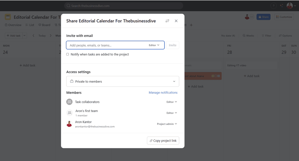 Asana's create tasks without leaving Slack feature