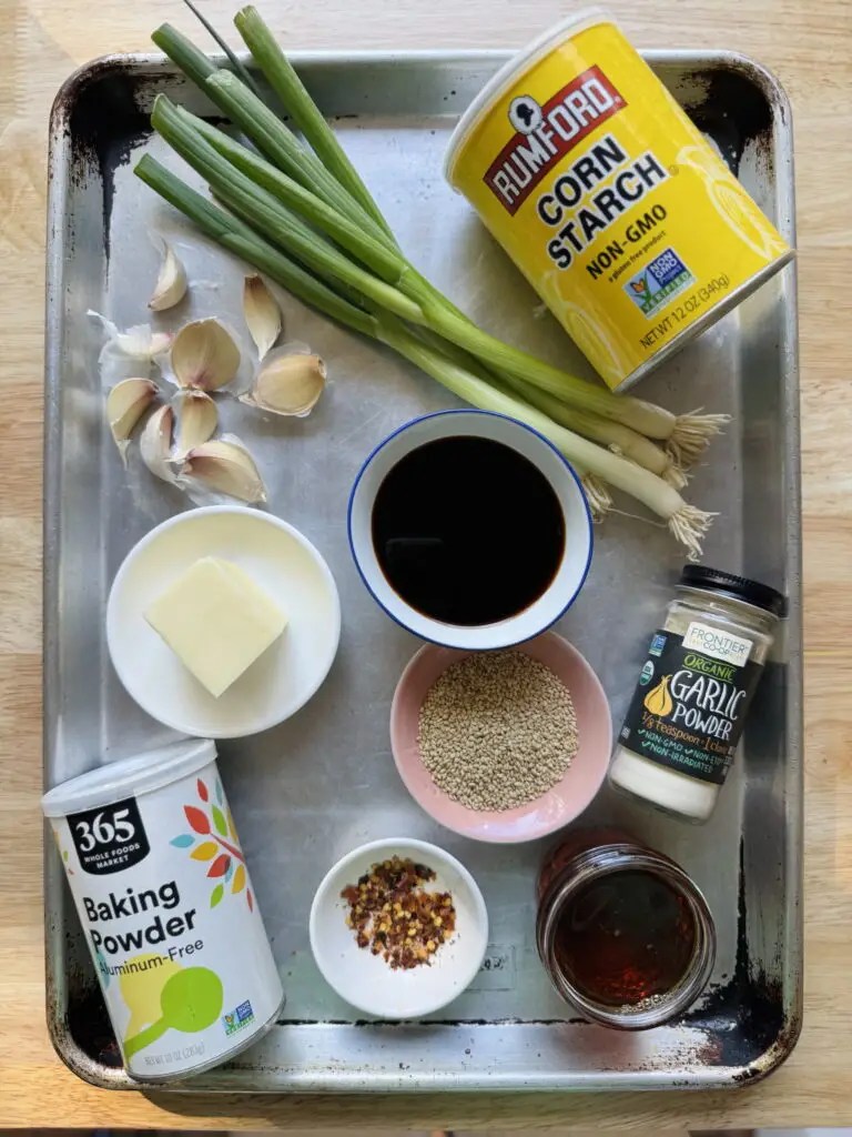 Ingredients needed to make soy garlic chicken wings.