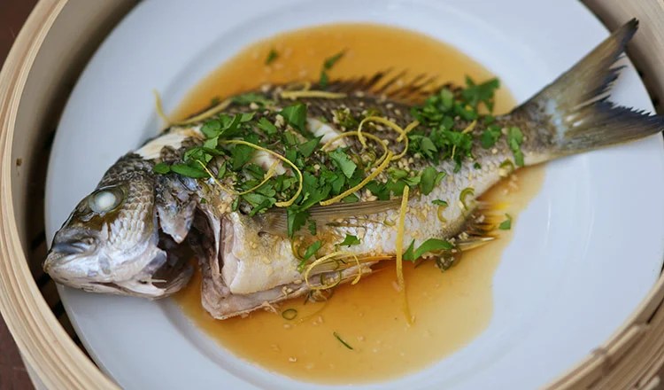 seafood recipe Steamed Whole Bream With Green Chilli & Coriander