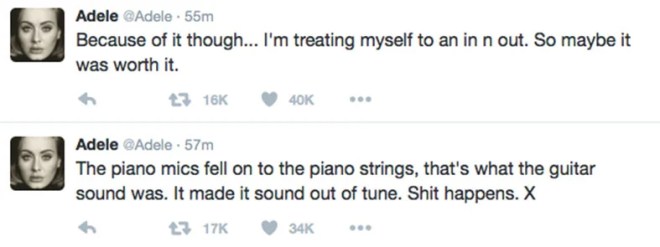Musician Preston Wait wrote, "I think the mystery person playing acoustic guitar behind Adele was Bieber."