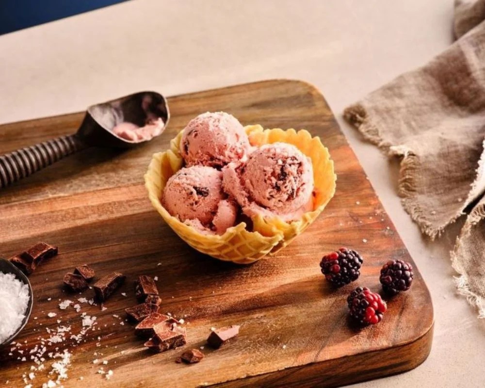 homemade blackberry ice cream with chocolate chips kitchenaid