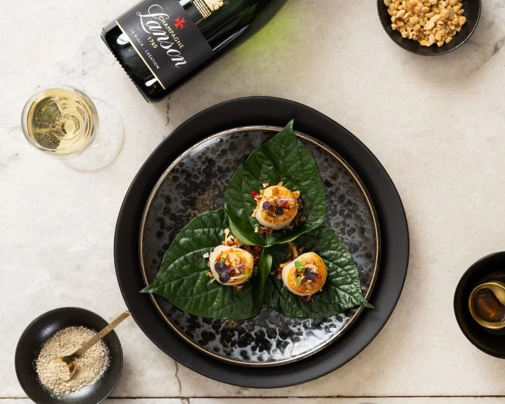 Luke Nguyen's Chargrilled Scallops in Champagne Butter Fish Sauce