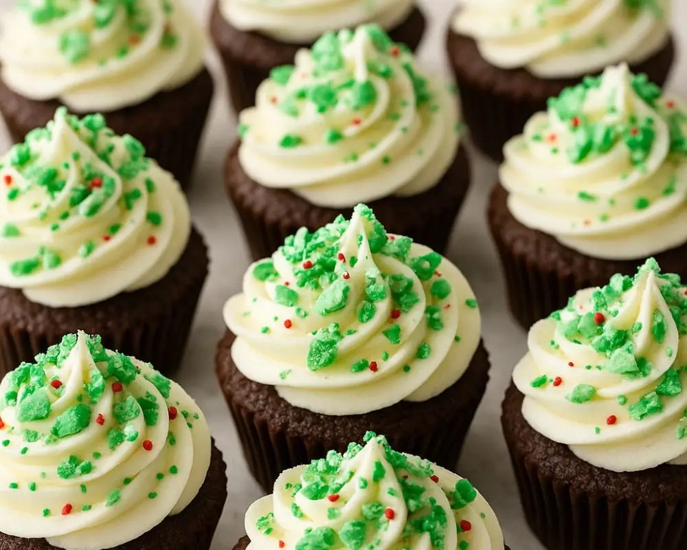 Choc Peppermint Christmas Cupcakes