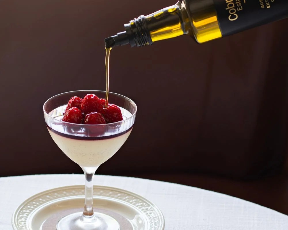 Neil Perry Pannacotta with Fresh Raspberries and Olive Oil