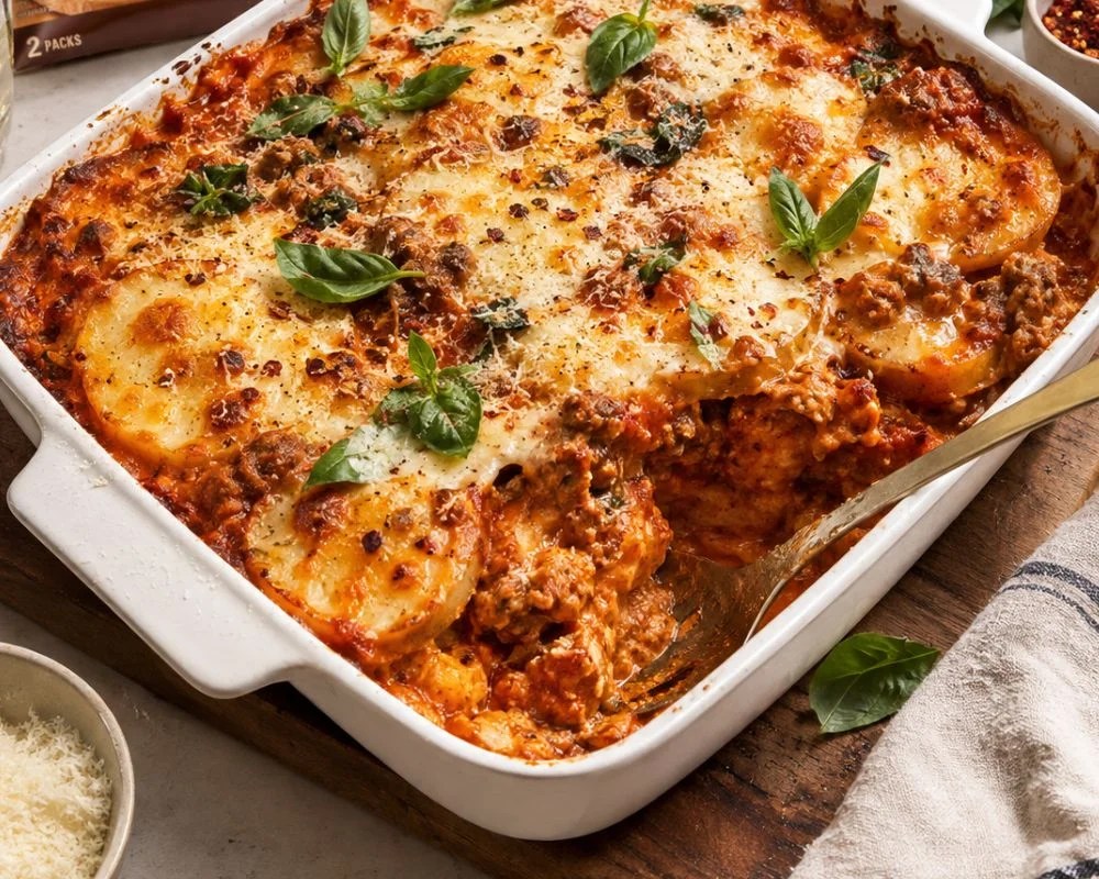 Hot Honey Potato Gratin