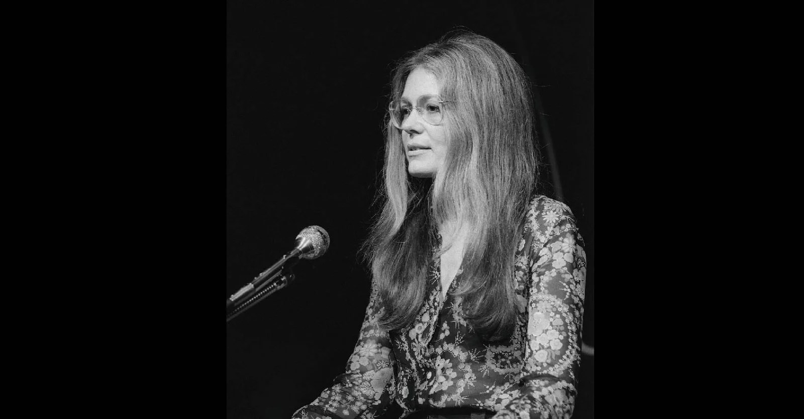 Gloria Steinem at a women's conference held at the LBJ Library on Nov. 9, 1975.