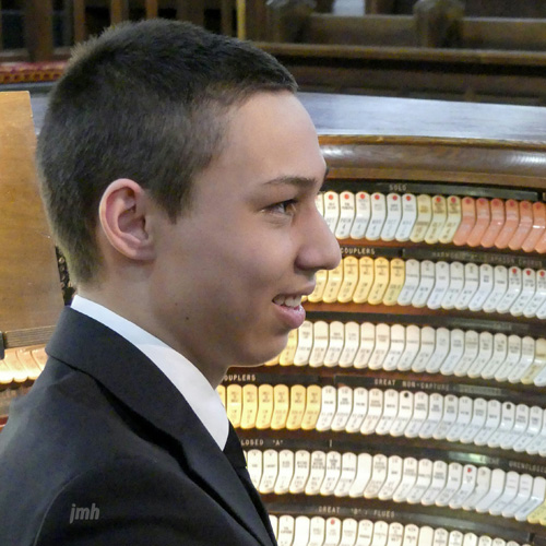 Dominic smiles