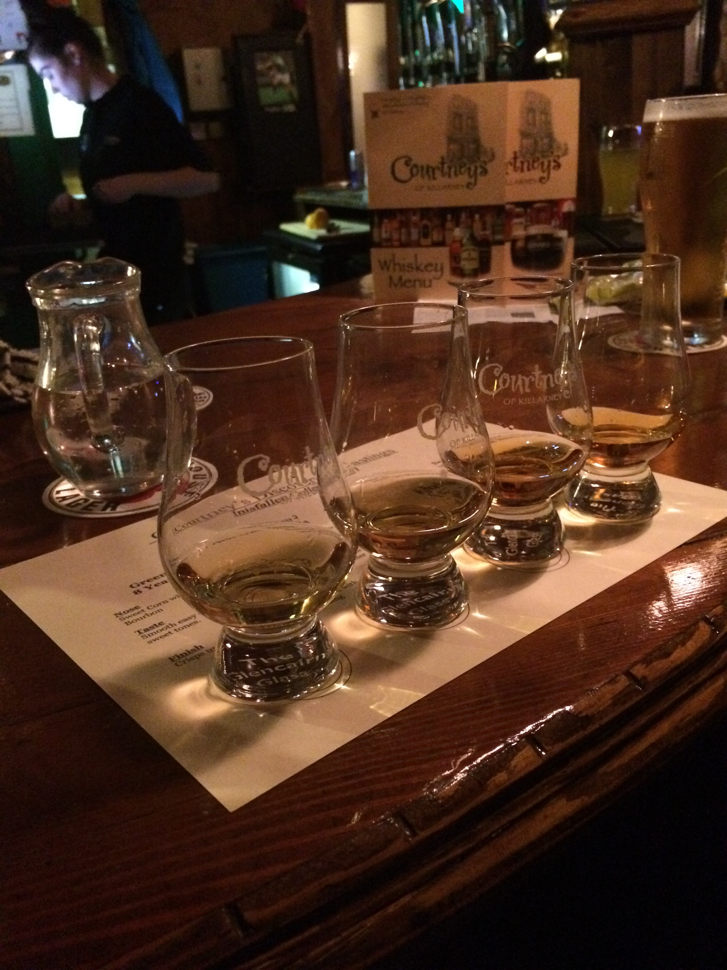 Whiskey flight-we took home some of the whiskey glasses!