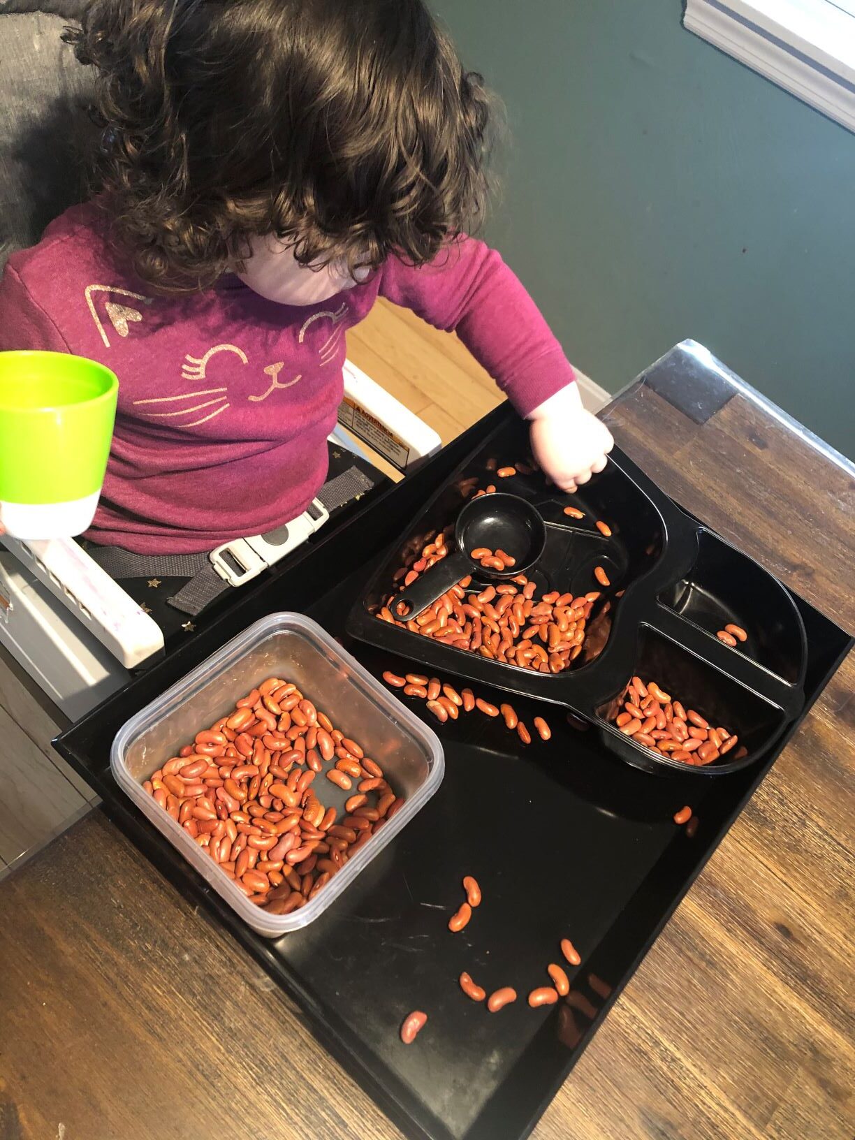 sensory play with beans