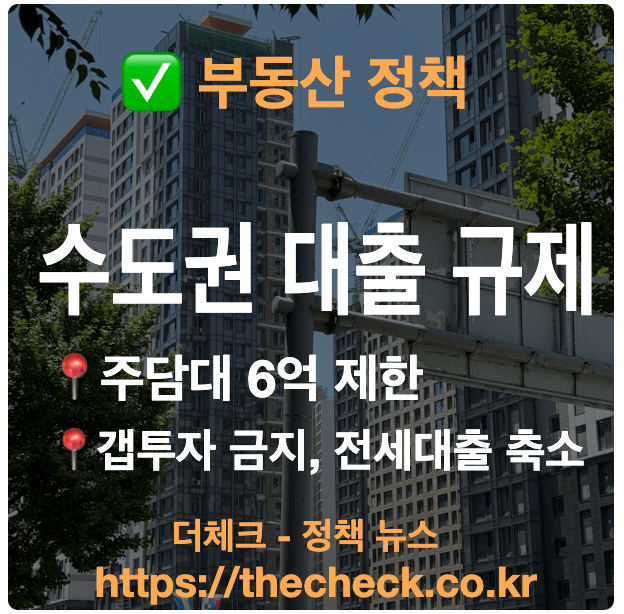 주택담보대출 한도 6억 제한 갭투자 금지, 수도권 대출 규제 발표
