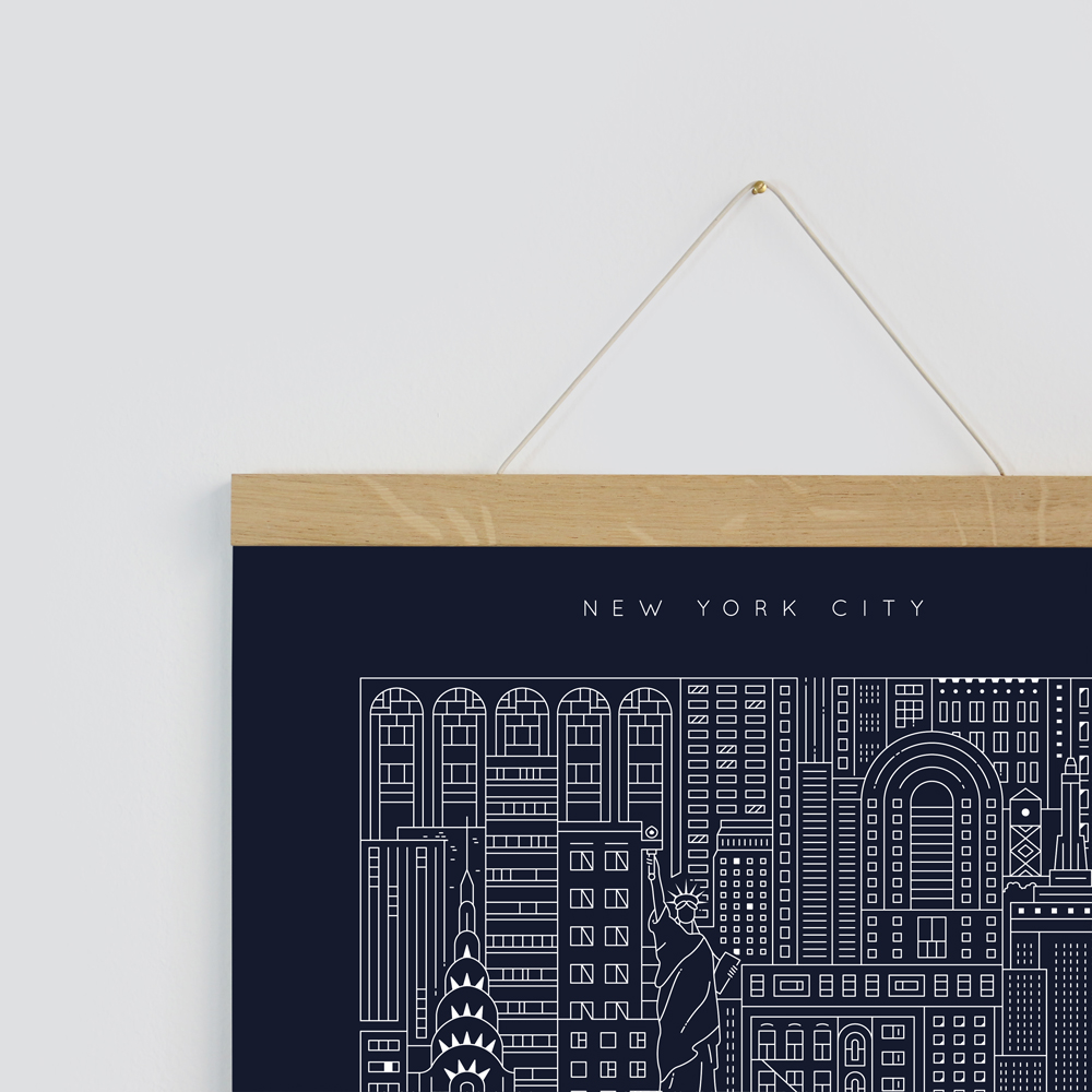 NYC Blueprint Corner Framed by The City Works